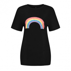 4 Pcs Womens Summer Rainbow Printing Short Sleeves Loose Fit T Shirt