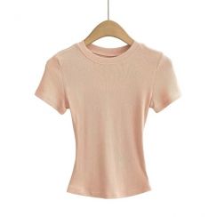 6 Pcs Summer Crew Neck Short Sleeve Knitted Sexy Skinny T Shirts