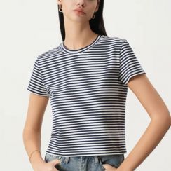 9 Pcs Cropped Striped Loose Street Wear T Shirts