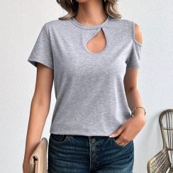 15 Pcs Wholesale Hollow Cut On The Chest Short Sleeve T Shirt