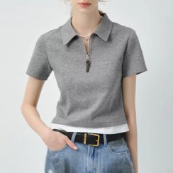 2 Pcs Summer Gray Short Sleeved Polo Shirt