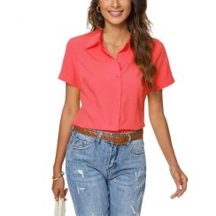 2 Pcs Summer Short Sleeve Women Solid Color Shirts