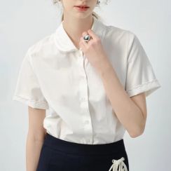 8 Pcs Summer Embroidered Breathable Lace White Shirt