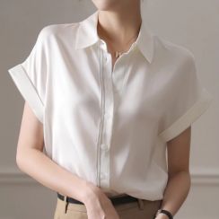 3 Pcs Women Short Sleeve Striped Decoration Blouse