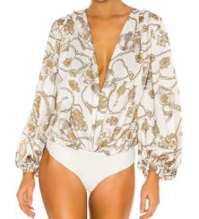 4 Pcs Ladies Summer Fashionable Golden Print Chain Long Sleeve Blouse