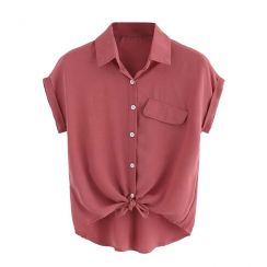 5 Pcs Women Fashionable Casual Knot Ahead Blouse