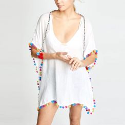 3 Pcs Womens Casual White Fashionable Ball Decoration Cover Up